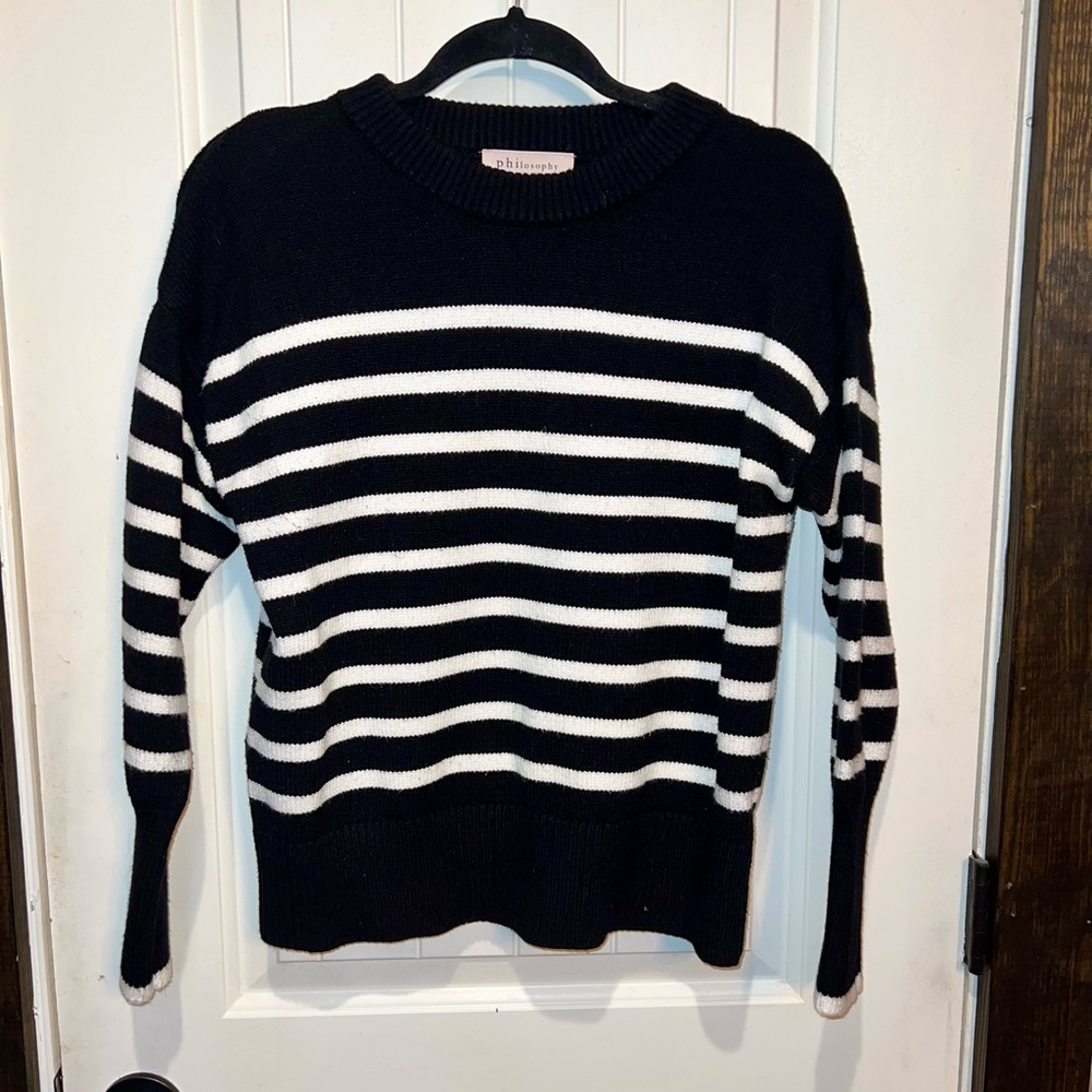 Philosophy Black and White Striped Sweater